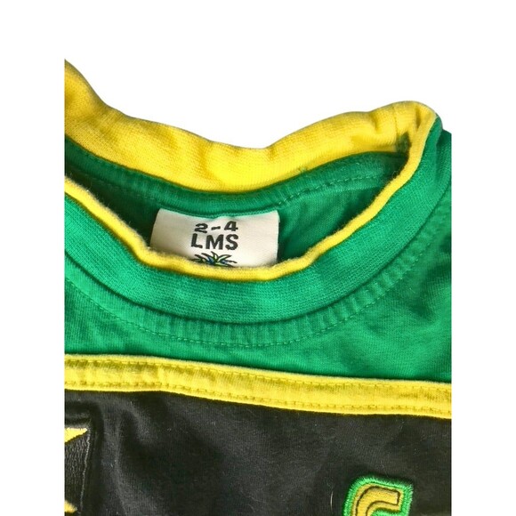 LMS Kids Short Sleeve Round Neck Jamaican Tshirt Black Green Yellow Size 2-4 - Picture 2 of 7
